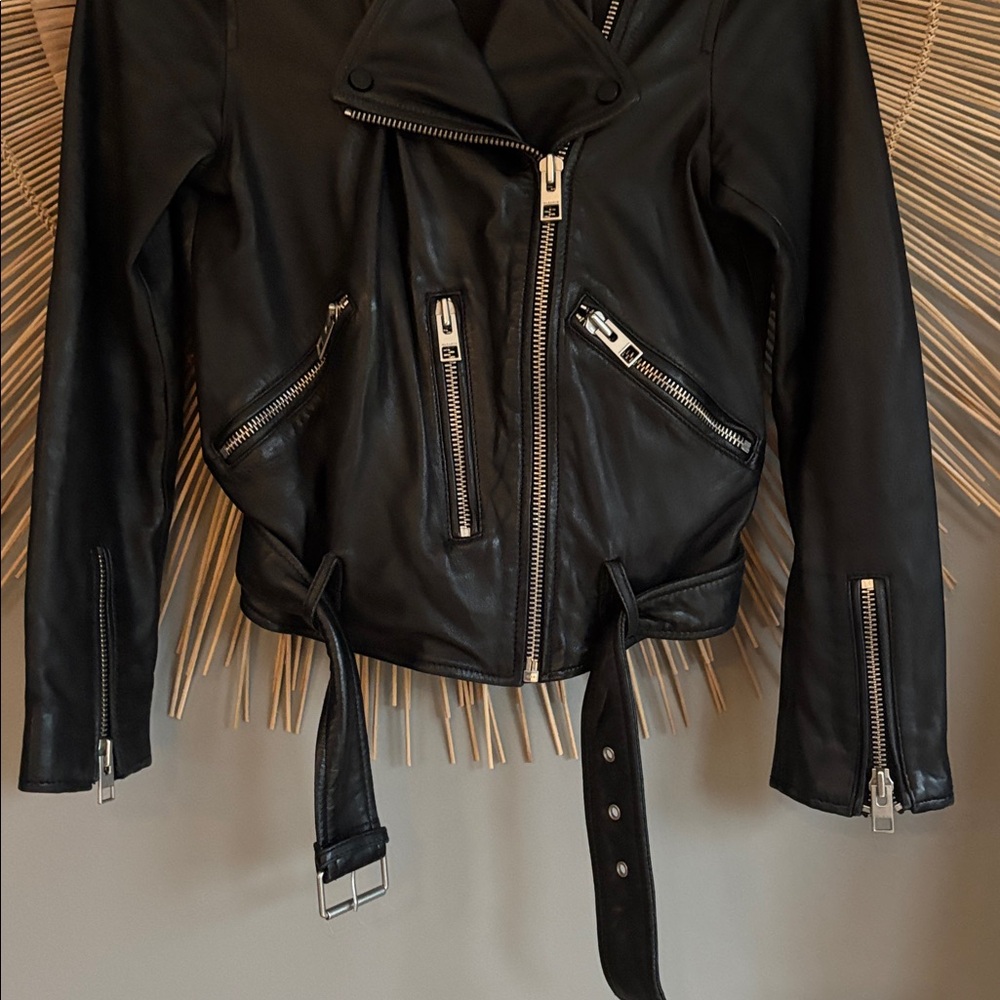All Saints Leather Jacket Size 2 View 6